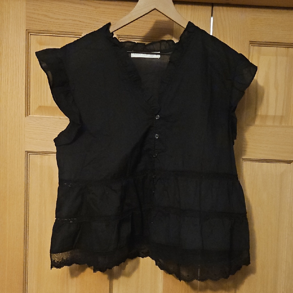 Altar'd State Black Ruffled Blouse